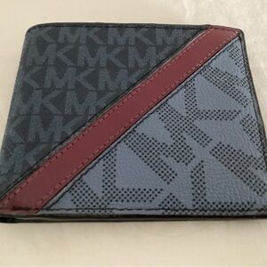 Michael Kors Men's Blue and Burgundy Card Holder